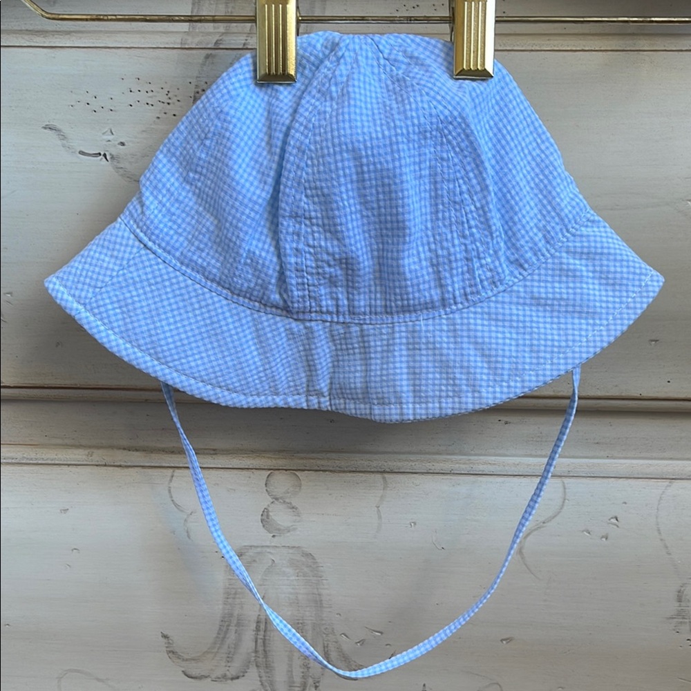 BABY Blue Gingham Wide-Brim Sun Hat - Picture 3 of 7